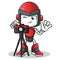 Robot humanoid photographer taking pictures mascot vector cartoon illustration