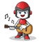 Robot humanoid playing guitar mascot vector cartoon illustration