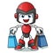 Robot humanoid shopping vector cartoon illustration