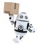 Robot on a hurry delivering package. . Contains clipping path