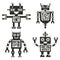 Robot icons. Robots black signs vector