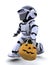 Robot with jack o lantern pumpkin