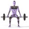 Robot lifting a barbell, 3D illustration