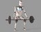 Robot lifting a barbell, 3D illustration