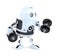 Robot lifting dumbbells. Technology concept. Isolated. Contains clipping path