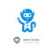 Robot logo, Astronaut-robot waving his hand. Computer technologies, robotics logotype, Modern chat app icon. Vector