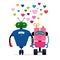 Robot love story vector illustration