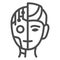 Robot man line icon, Robotization concept, Neuro Interface sign on white background, Digital bionic cyborg face icon in