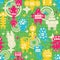 Robot and monsters modern seamless pattern.