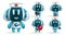 Robot nurse characters vector set. Robotic animal characters in friendly faces and uniform isolated in white background for ai.