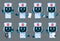 Robot nurse characters vector set. Robotic medical characters in friendly faces and uniform isolated.