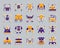 Robot patch sticker icons vector set