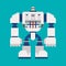 Robot pixel art. 8 bit Cyborg warrior future. Vector illustration