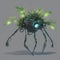 A robot with plant-like appendages that collects and studies bioluminescent flora