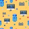 Robot Programming Seamless Pattern. Flat Character