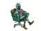 A robot psychotherapist laughs at a psychotherapy session. Science fiction. Humor