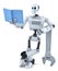 Robot reading book. . Contains clipping path