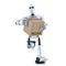 Robot runs with huge parcel box. . Contains clipping path