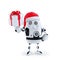 Robot Santa holding a present box
