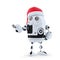 Robot Santa showing invisible object