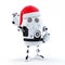Robot Santa showing OK sign. Technology concept