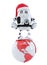 Robot santa on top of the globe. Technology concept.