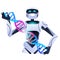 robot scientist holding DNA spiral robotic researcher making experiment in lab DNA testing genetic diagnosis