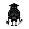 Robot scientist icon, robot student icon black vector