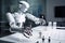 robot scientist, performing scientific experiments and tests in laboratory