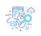 Robot search engine internet. growth charts Success, growth rates. Line icon illustration