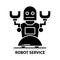 robot service icon, black vector sign with editable strokes, concept illustration
