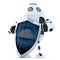 Robot with shield. Cloud Security Concept. Isolated. Contains clipping path