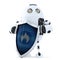 Robot with shield. Firewall protection concept. Isolated. Contains clipping path