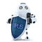Robot with shield. Virus protection concept. Isolated. Contains clipping path