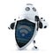 Robot with shield and wifi symbol on it. Internet security concept. Isolated. Contains clipping path