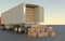 Robot with Shipping Boxes load in truck Render 3d