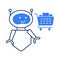 Robot Shopping Trolley Icon Design. Shopping Trolley Robot Icon. Robot Pushing Shopping Trolley Icon. Shopping Trolley with Robot