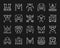 Robot simple white line icons vector set