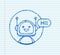 Robot sketch icon. Bot sign design. Chatbot symbol concept. Voice support service bot. Online support bot. Vector