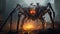 robot spider in destroyed city, dark generative ai illustration