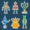 Robot stickers or icons set.