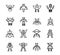 Robot technology character artificial machine icons set linear