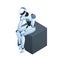 Robot Thinking On Cube Isometric Composition