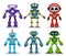 Robot toys vector cartoon characters set with modern and friendly looks