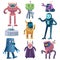 Robot. Transformer robots, modern technology android assistant. Friendly futuristic devices cartoon vector characters