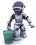 Robot with trash can