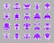 Robot ultraviolet patch sticker icons vector set
