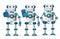 Robot vector characters set standing with different hand gestures