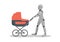 Robot walking with baby carriage