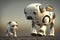 The robot walks with the dog. Generative AI